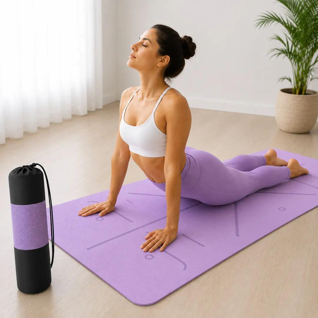 Mat Yoga Pilates Lila Colchoneta Eco Guías +bolso+correa 6mm-2