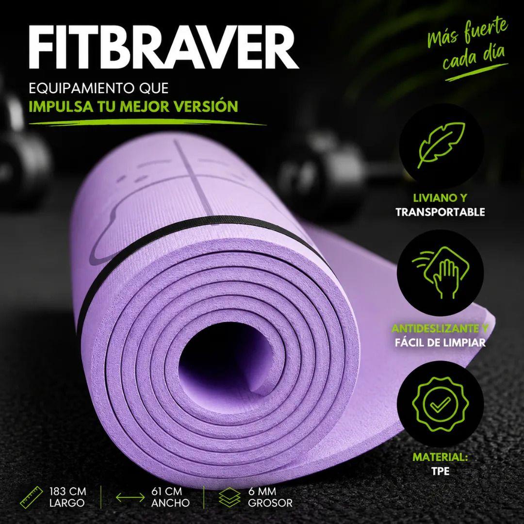 Mat Yoga Pilates Lila Colchoneta Eco Guías +bolso+correa 6mm-3