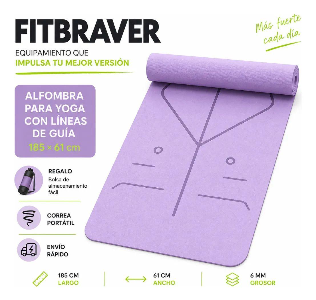 Mat Yoga Pilates Lila Colchoneta Eco Guías +bolso+correa 6mm-4