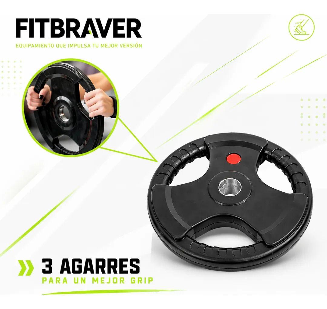 Disco Olímpico Grip 15kg Con Asas Recubierto En Goma-3