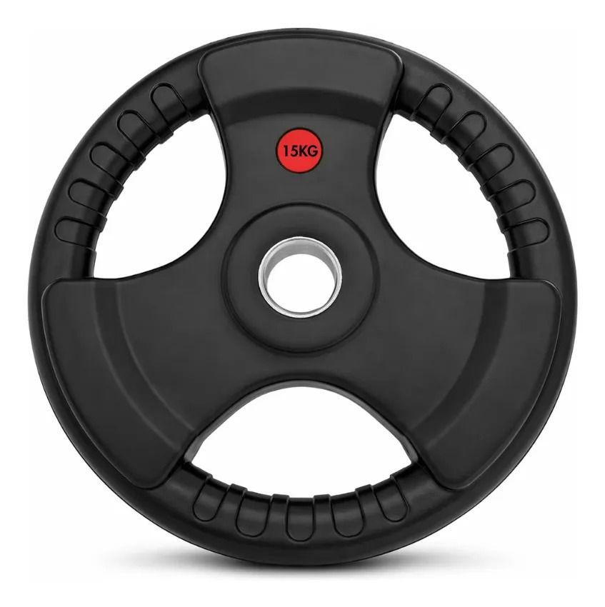 Disco Olímpico Grip 15kg Con Asas Recubierto En Goma-4