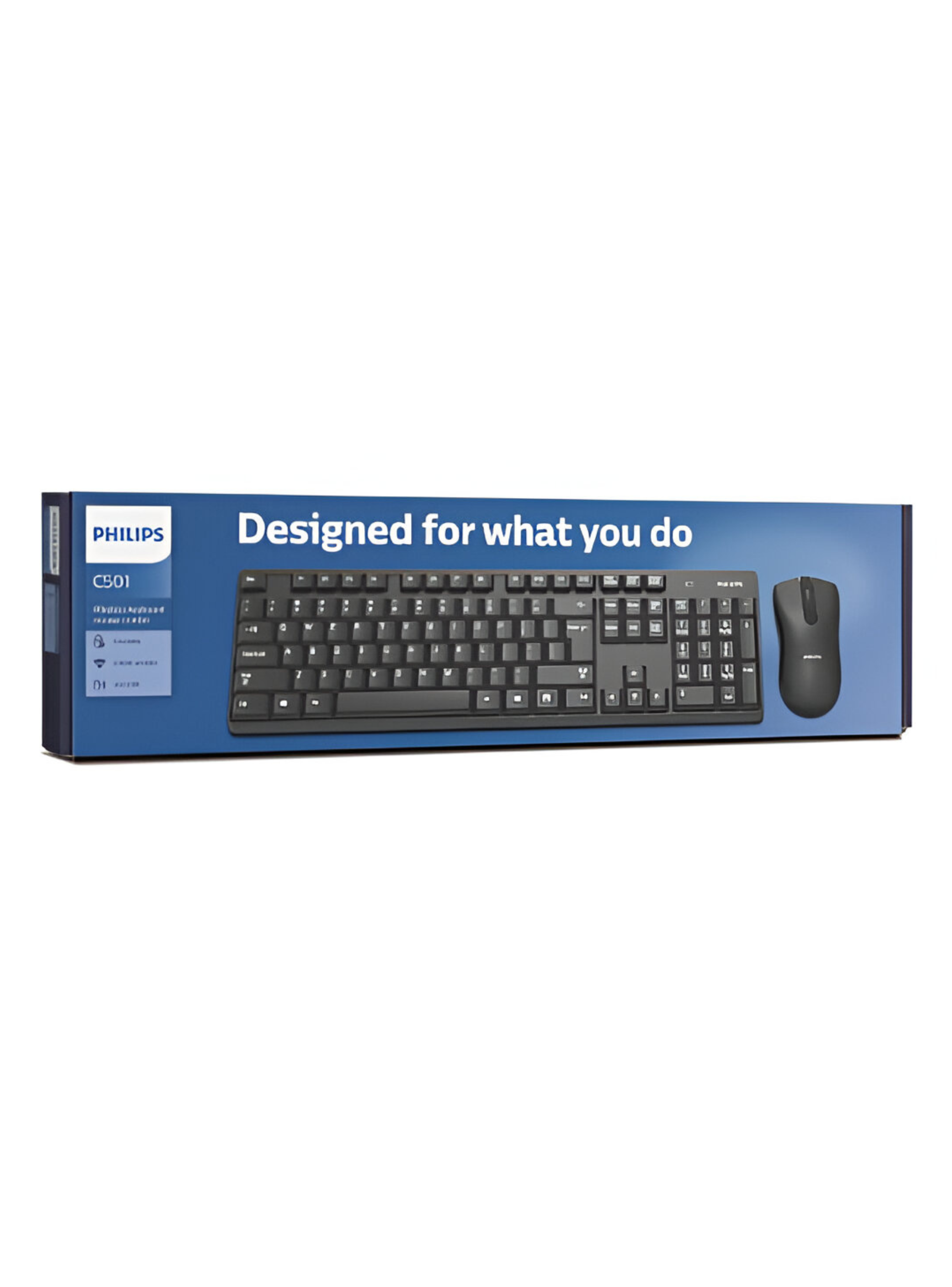 Kit Mouse y Teclado Inalámbrico Philips C501 Español Latinoamérica Negro-3