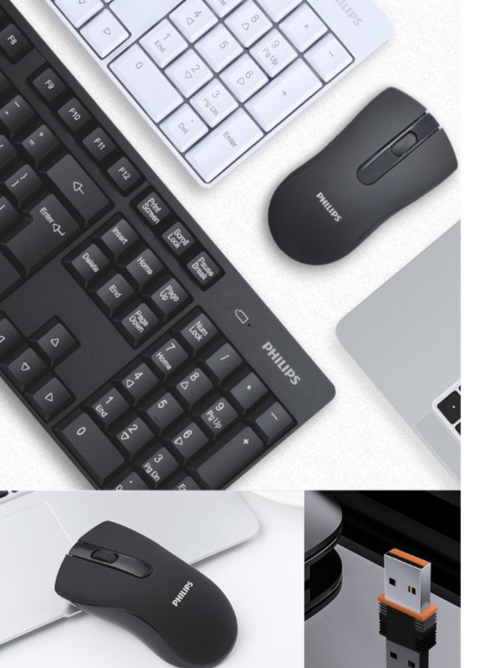 Kit Mouse y Teclado Inalámbrico Philips C501 Español Latinoamérica Negro-4