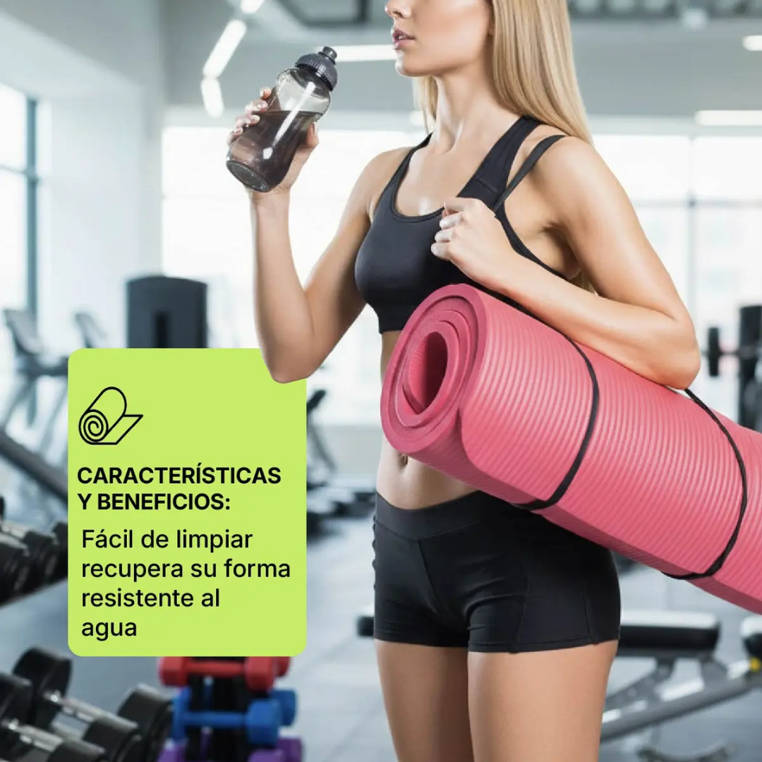 Mat de Yoga 15mm Grueso Colchoneta Pilates Antideslizante Alfombra NBR Resistente Ejercicio Color Ro-5