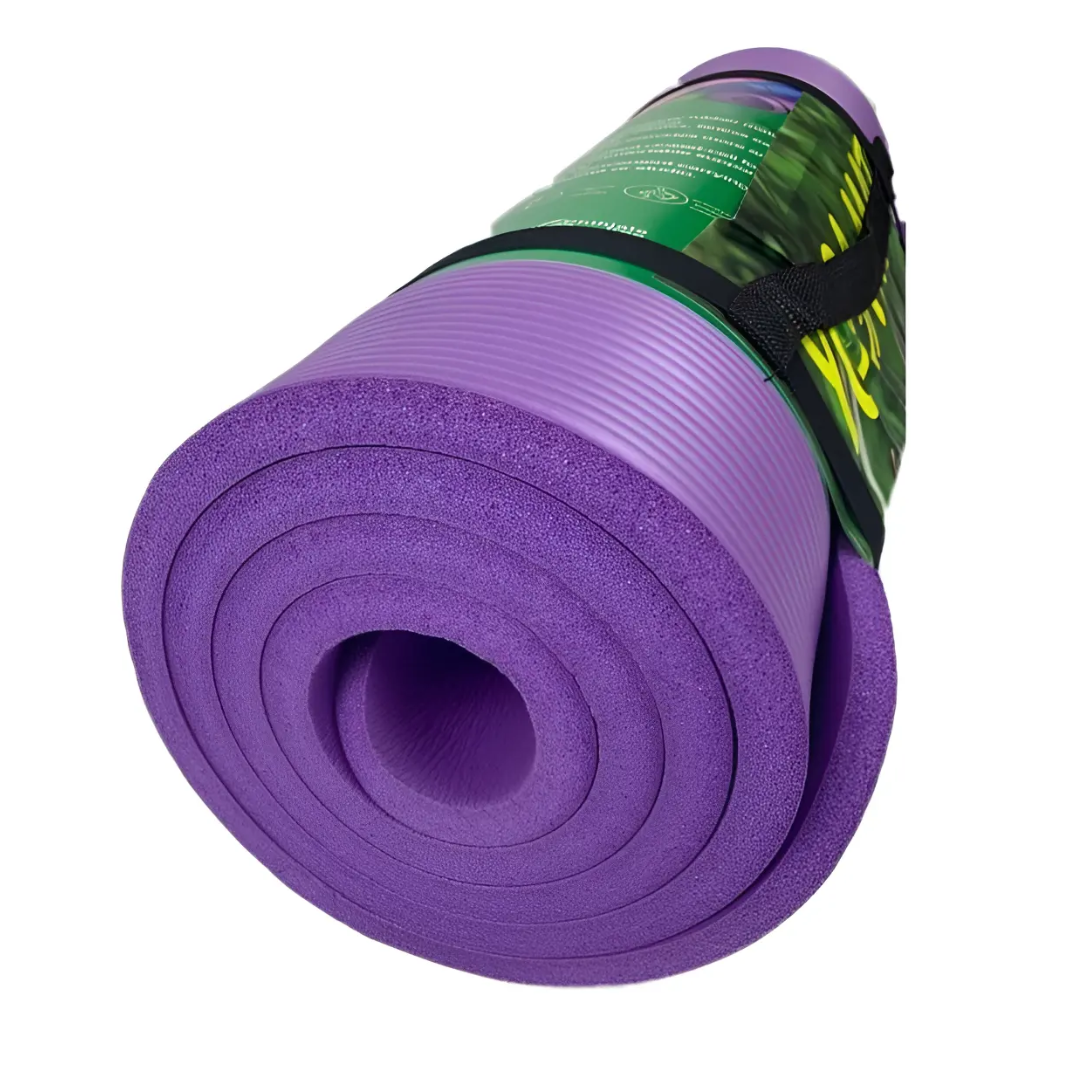 Mat de Yoga 15mm Grueso Colchoneta Pilates Antideslizante Alfombra NBR Resistente Ejercicio Morado-4