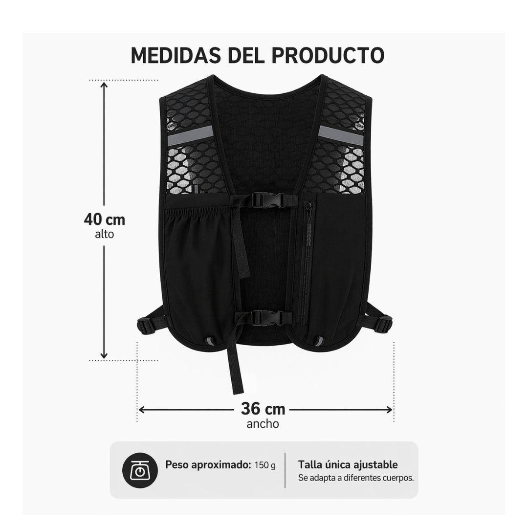 Chaleco Running Bolso Bicicleta Mochila Trail Senderismo Negro-3