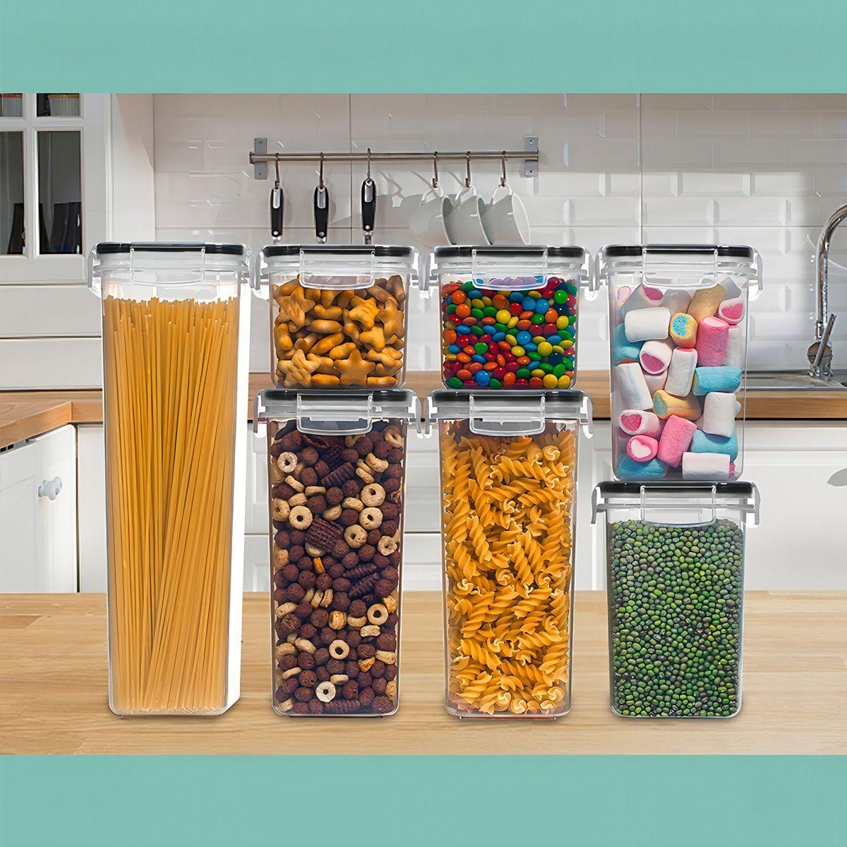 Set De 7 Contenedores Herméticos De Plástico Cocina Despensa Organiza-3