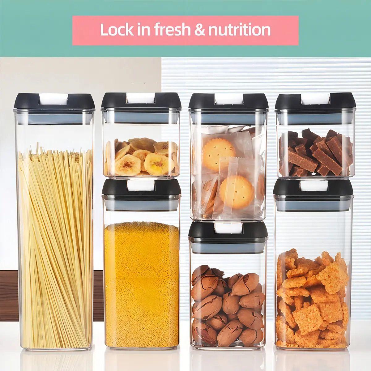 Set De 7 Contenedores Herméticos De Plástico Cocina Despensa Organiza-4