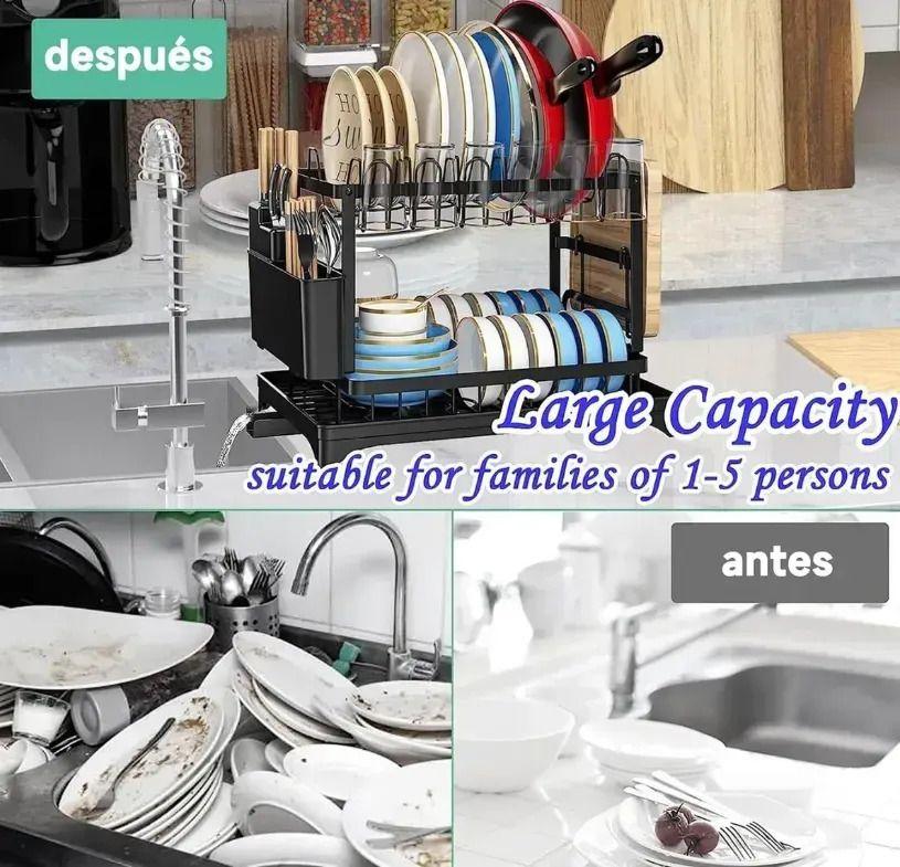 Escurridor Secador De Loza Secaplatos 2 Niveles Porta Vaso-4