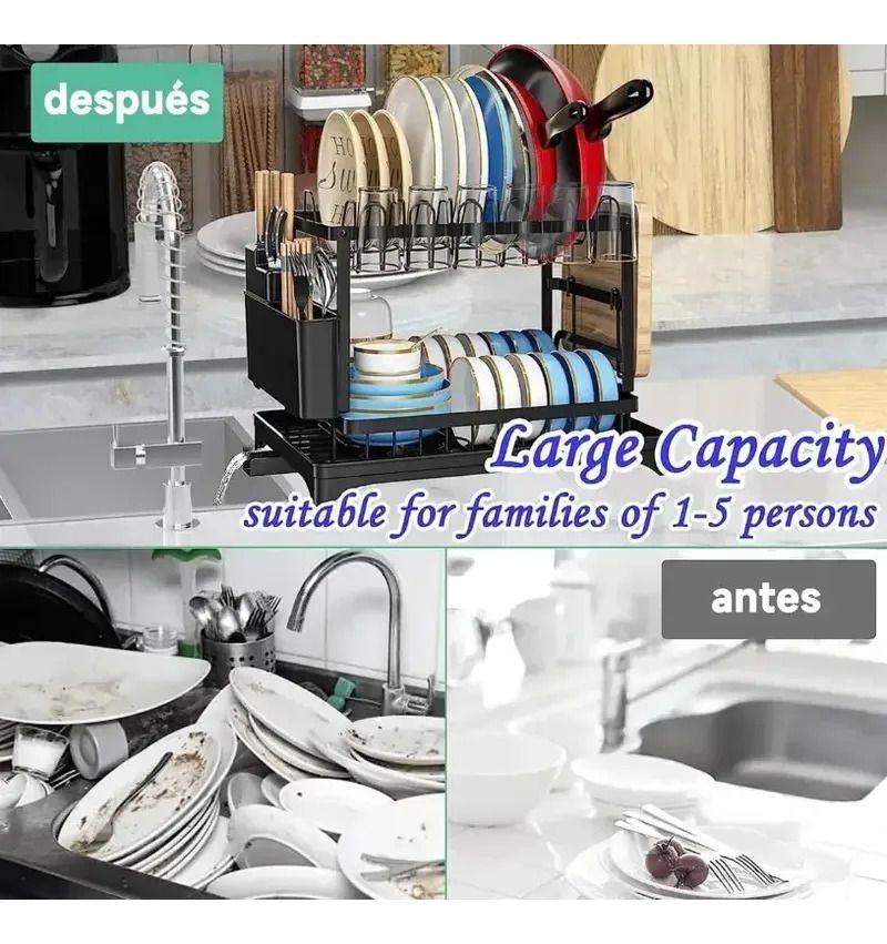 Escurridor Secador De Loza Secaplatos 2 Niveles Porta Vaso-9