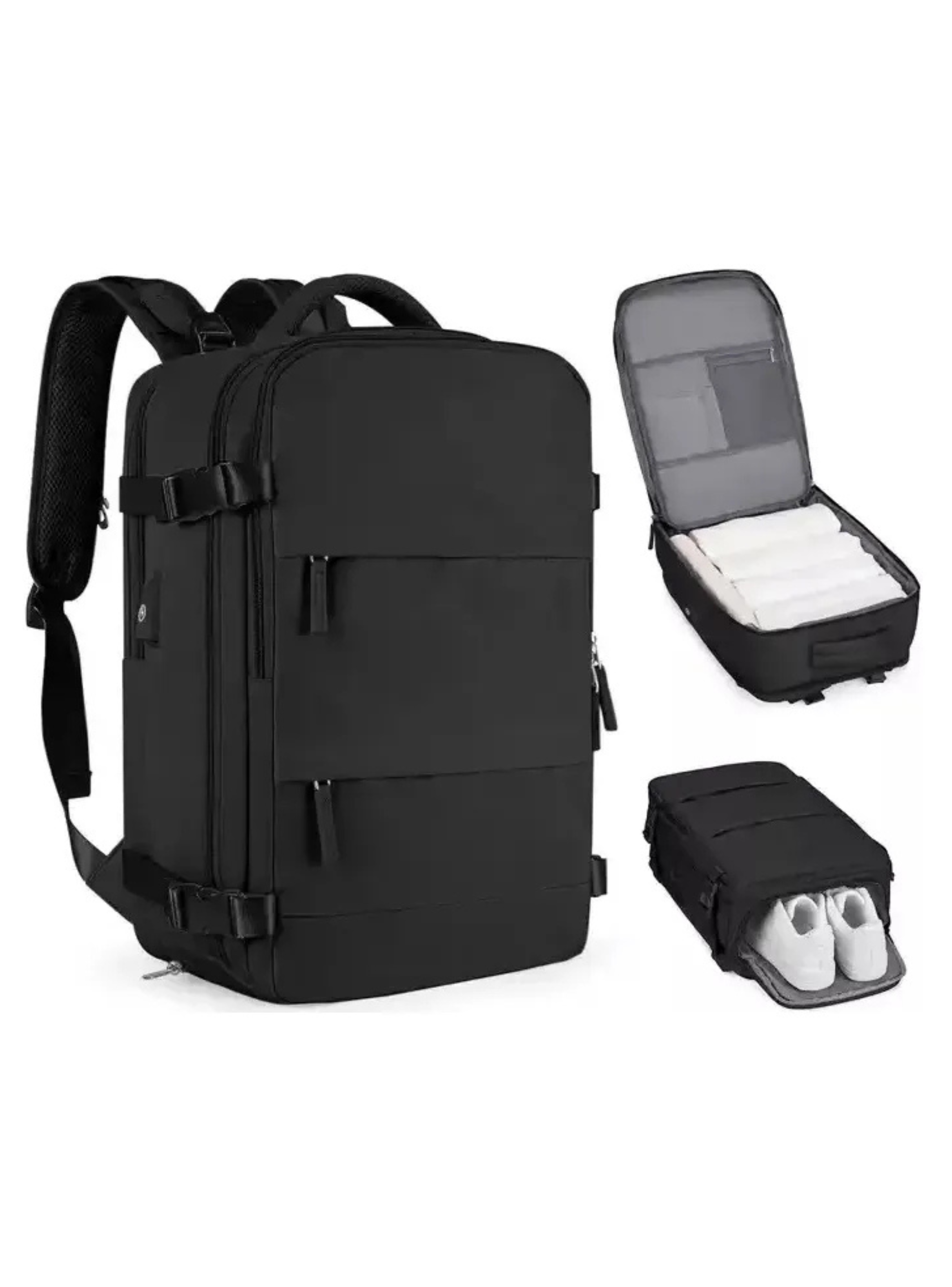 Mochila de Viaje Travel Equipaje de Mano Cabina Viral Negro Liso -2