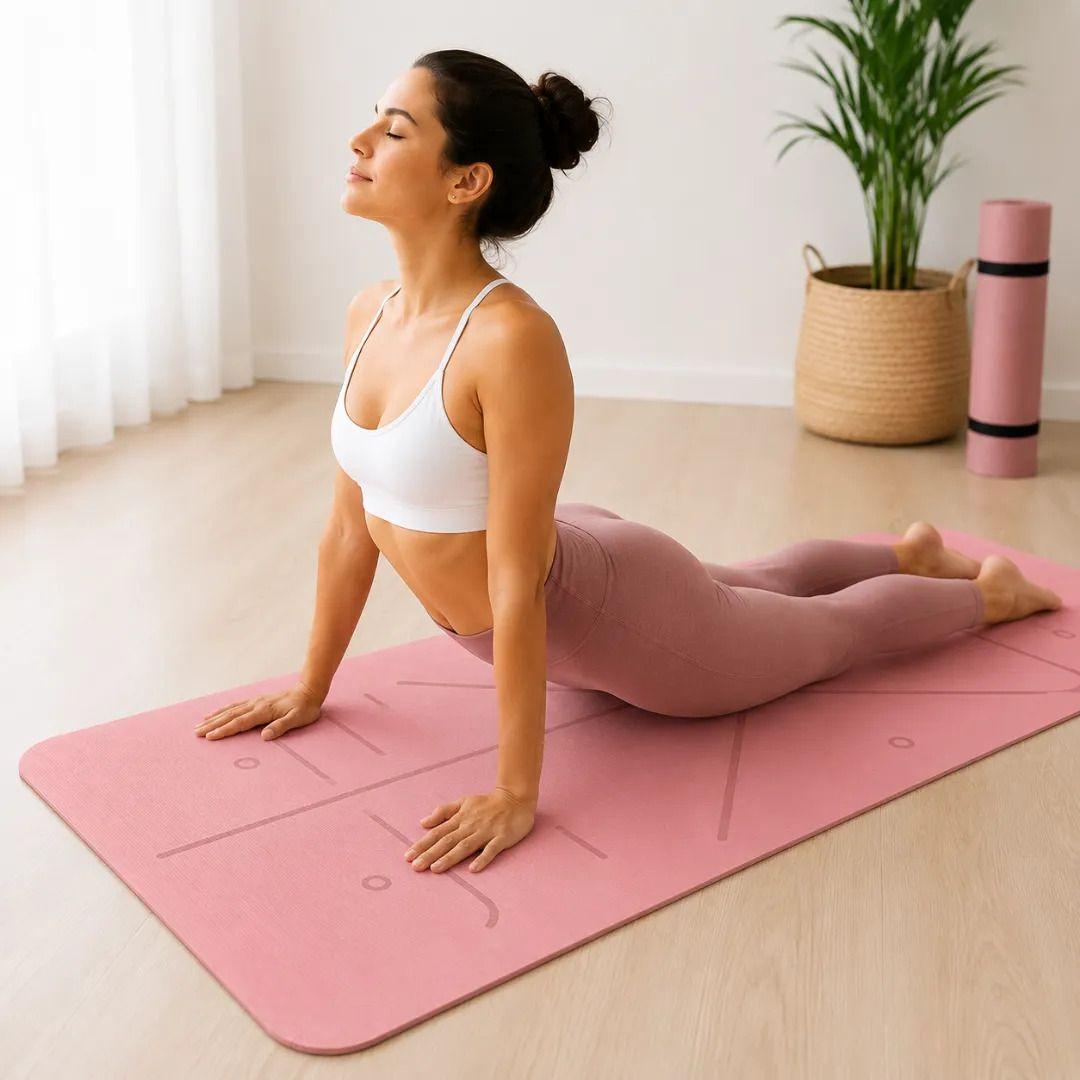 Mat Yoga Pilates Colchoneta Eco Guías +bolso+correa 6mm Rosa-2