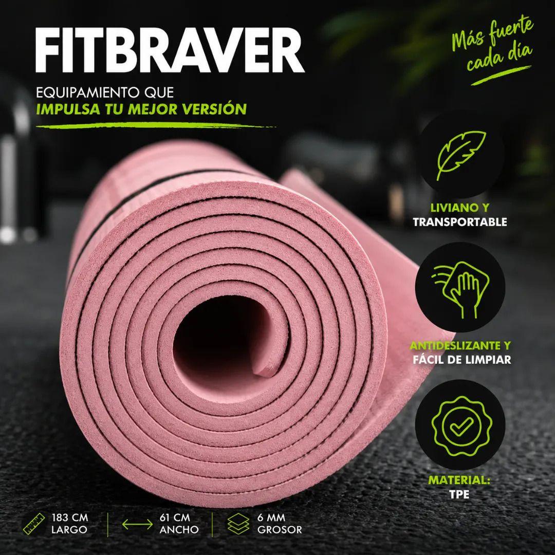 Mat Yoga Pilates Colchoneta Eco Guías +bolso+correa 6mm Rosa-3