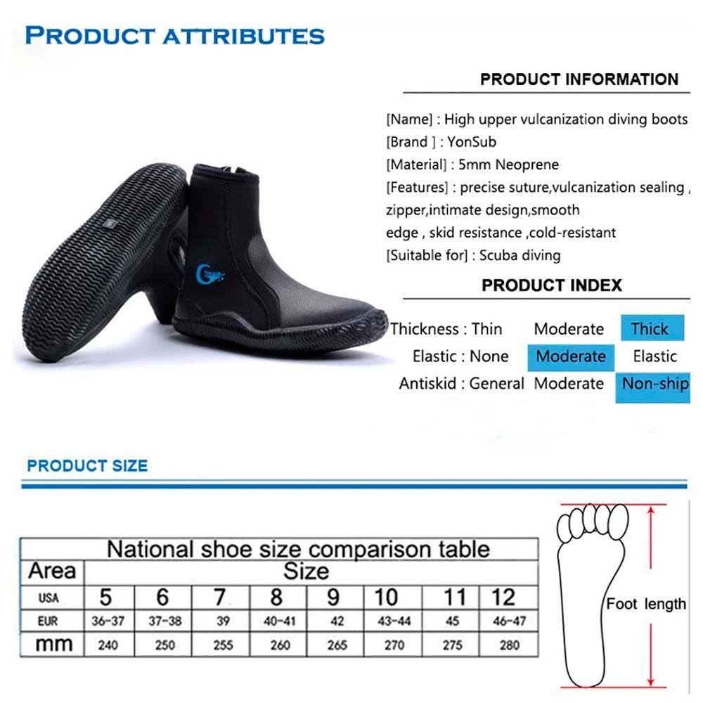 Botas de Buceo Neopreno De 5mm, Antideslizantes-4