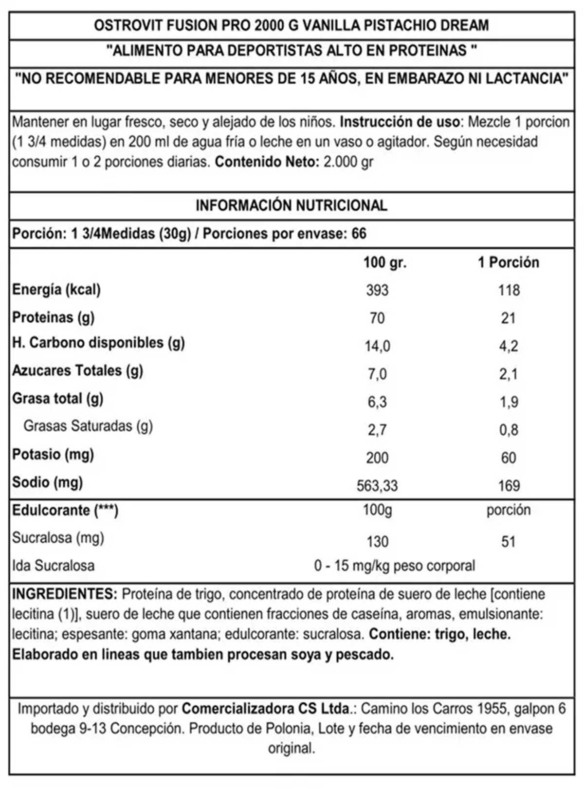 Ostrovit Proteina Fusion Pro 2000 g Vanilla Pistachio Dream-2