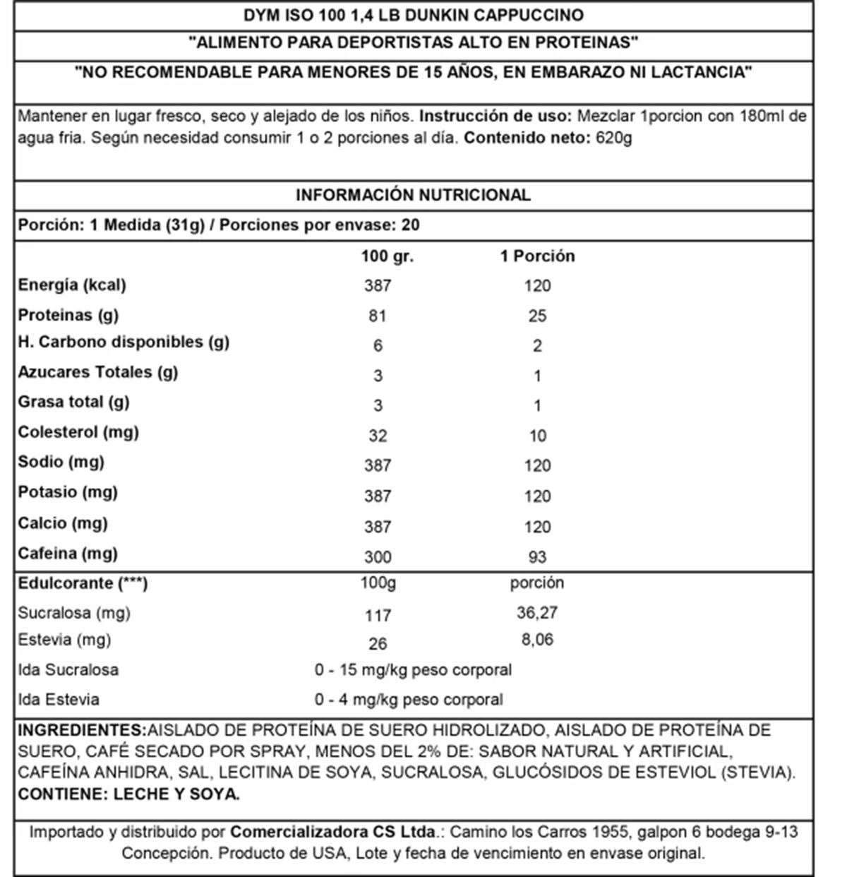 Pack Iso 100 Dunkin Cappuchino 1,4 lb + Creatina Nutrex 300 Grs Sin Sabor-3
