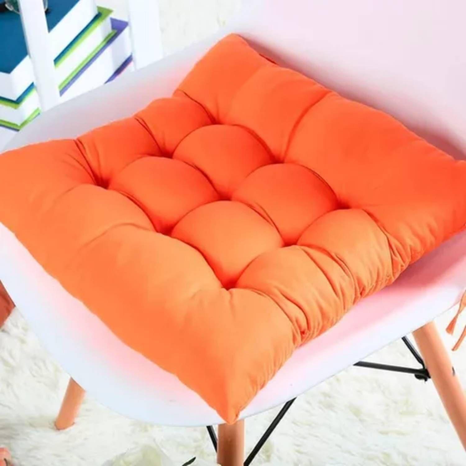 Pack 4 Cojines De Silla Cuadrado Liso Colores Naranja-0