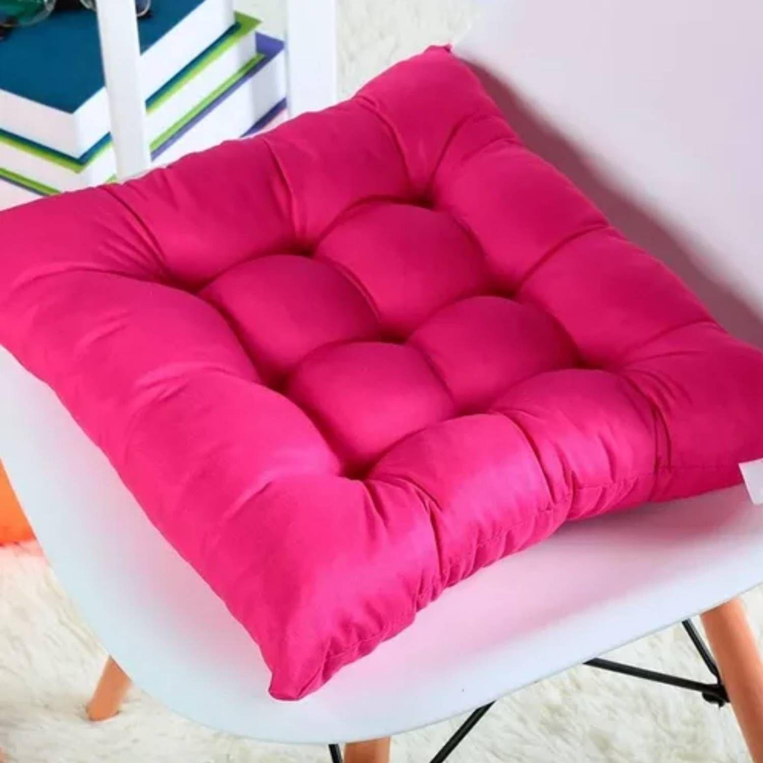 Pack 4 Cojines De Silla Cuadrado Liso Colores Fucsia-0