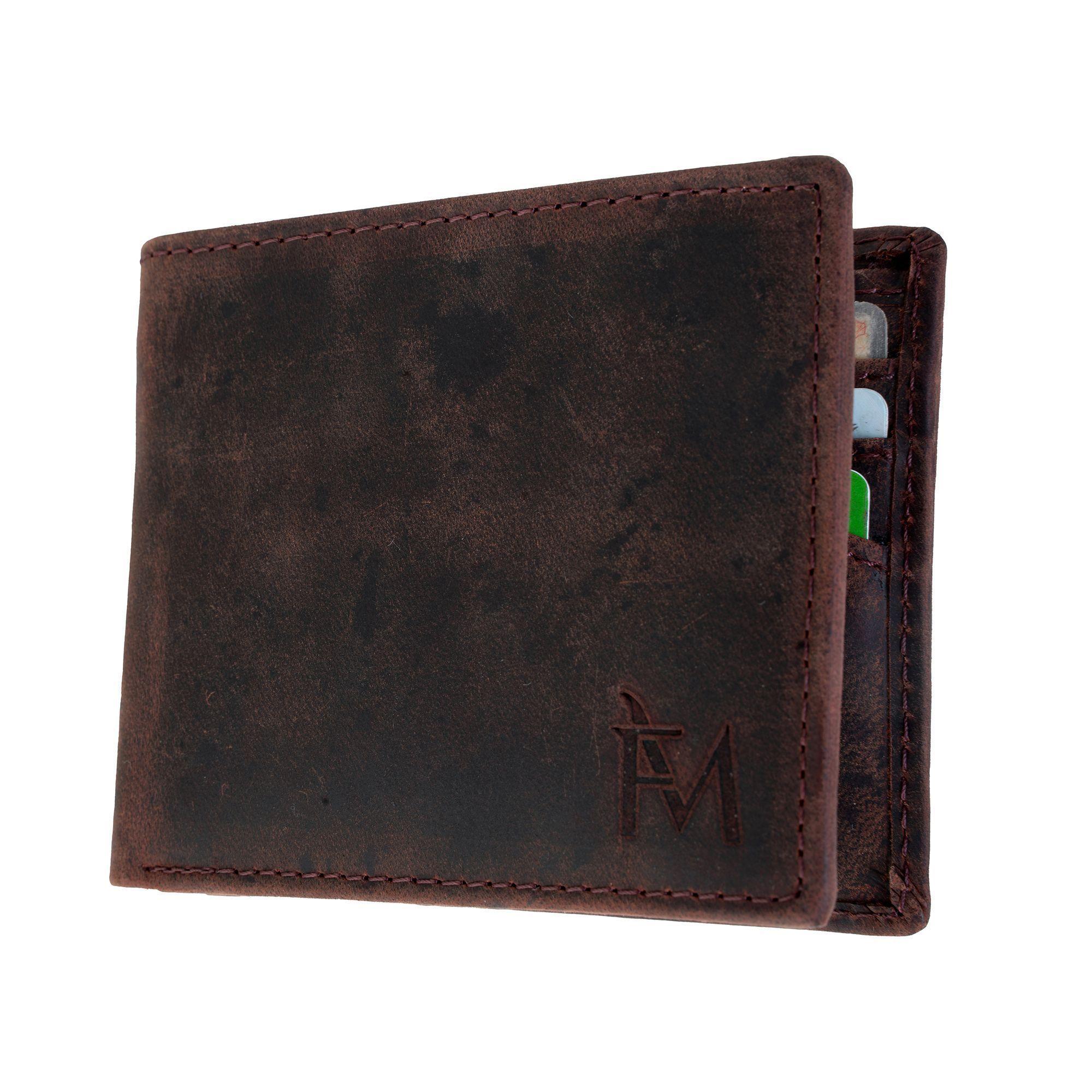 Billetera hombre de cuero grueso. Estilo tradicional, vintage. Café Oscuro-1