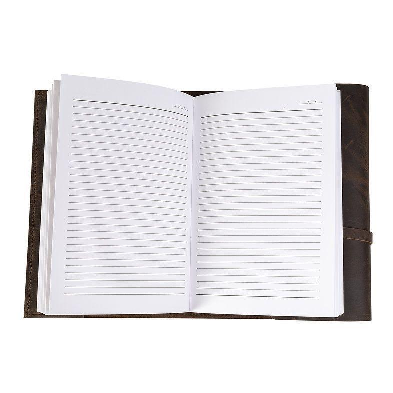Diario, agenda, cuaderno de cuero. Diseño con correa. Franz Mossi-2