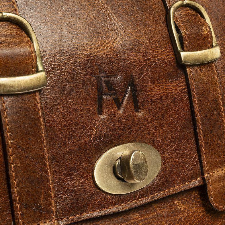 Bolso de cuero genuino. Diseño clásico Vintage. Color marrón-4