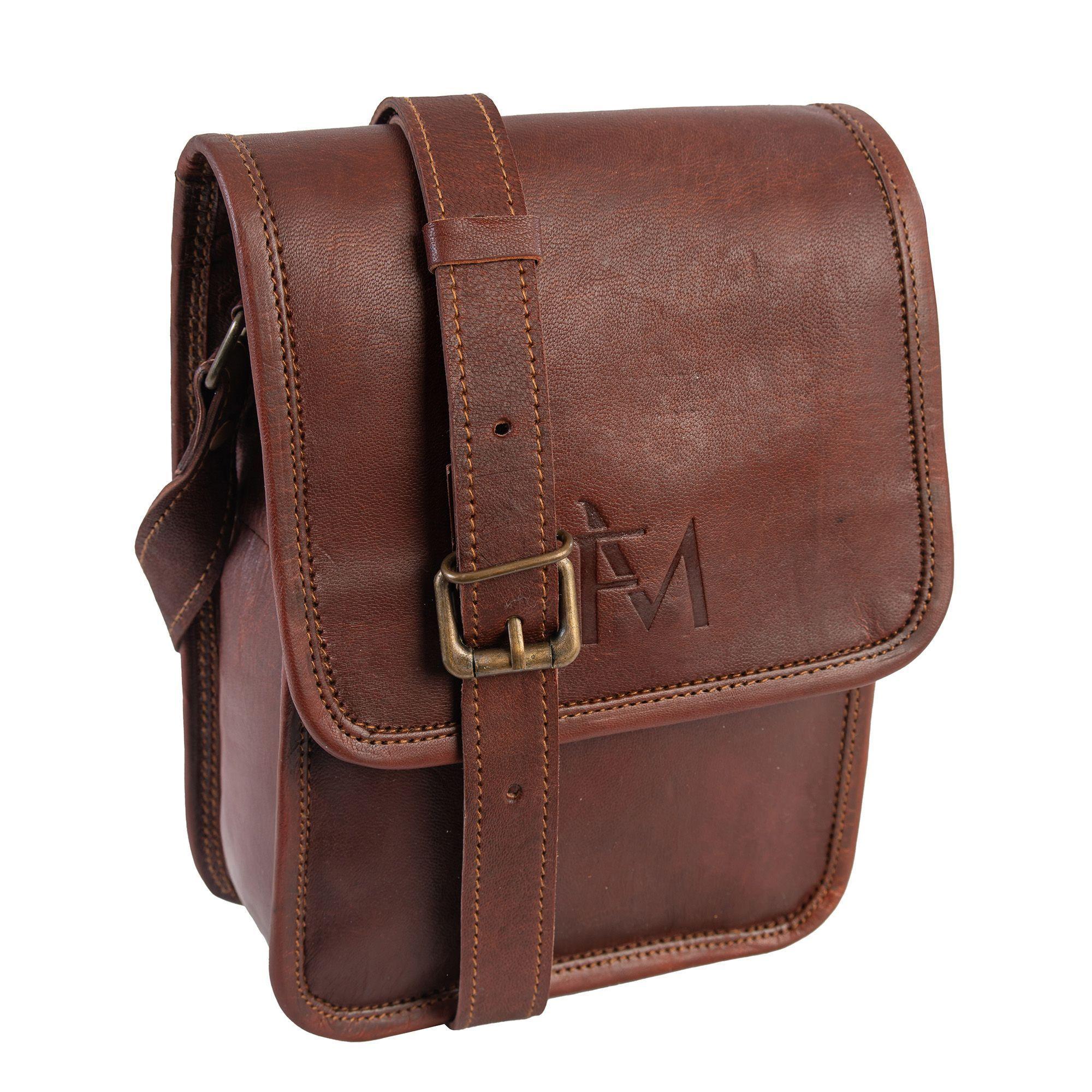 Bolso bandolera de cuero, color marrón oscuro-2