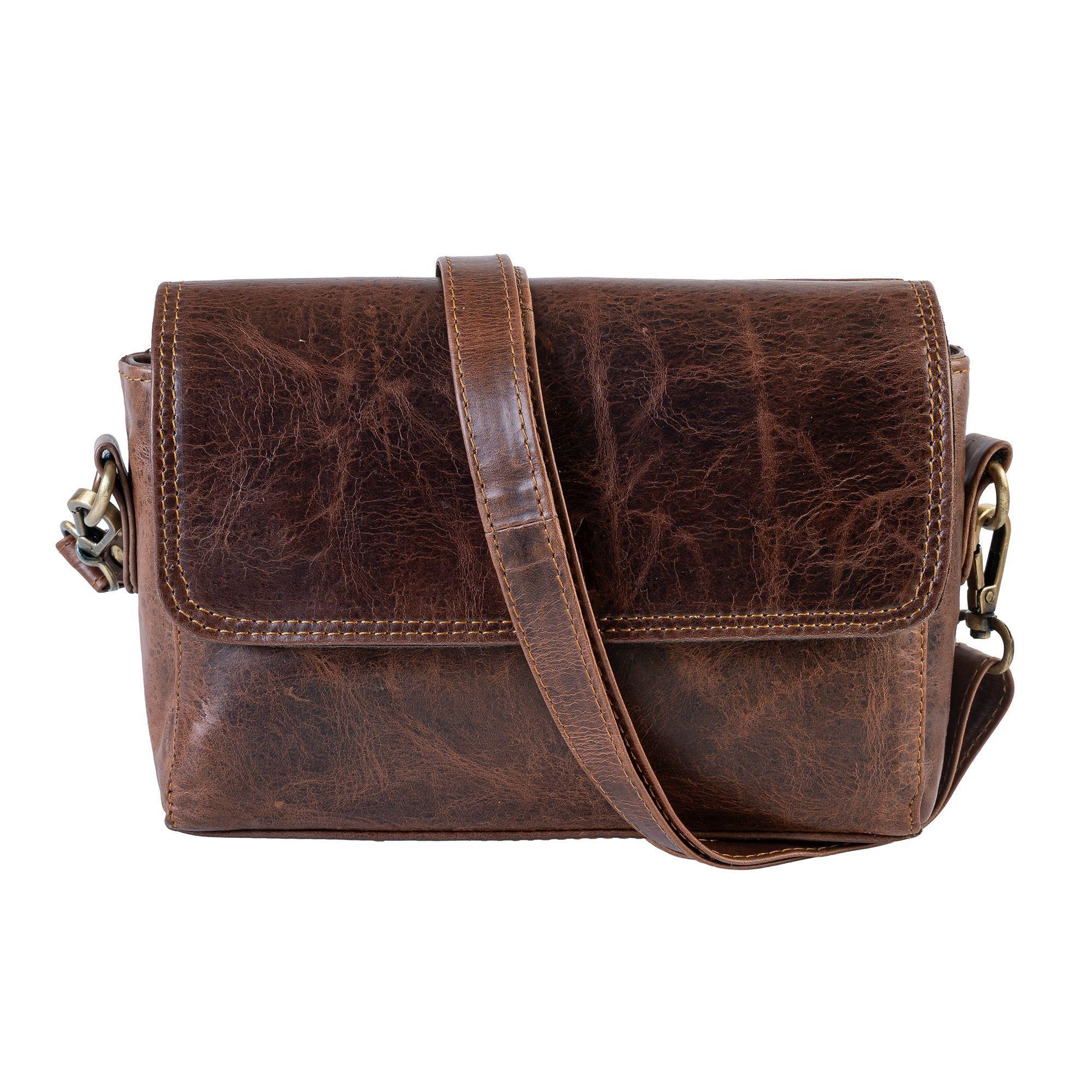 Bolso Bandolera De Cuero Natural Café Vintage Heritage Franz Mossi-0