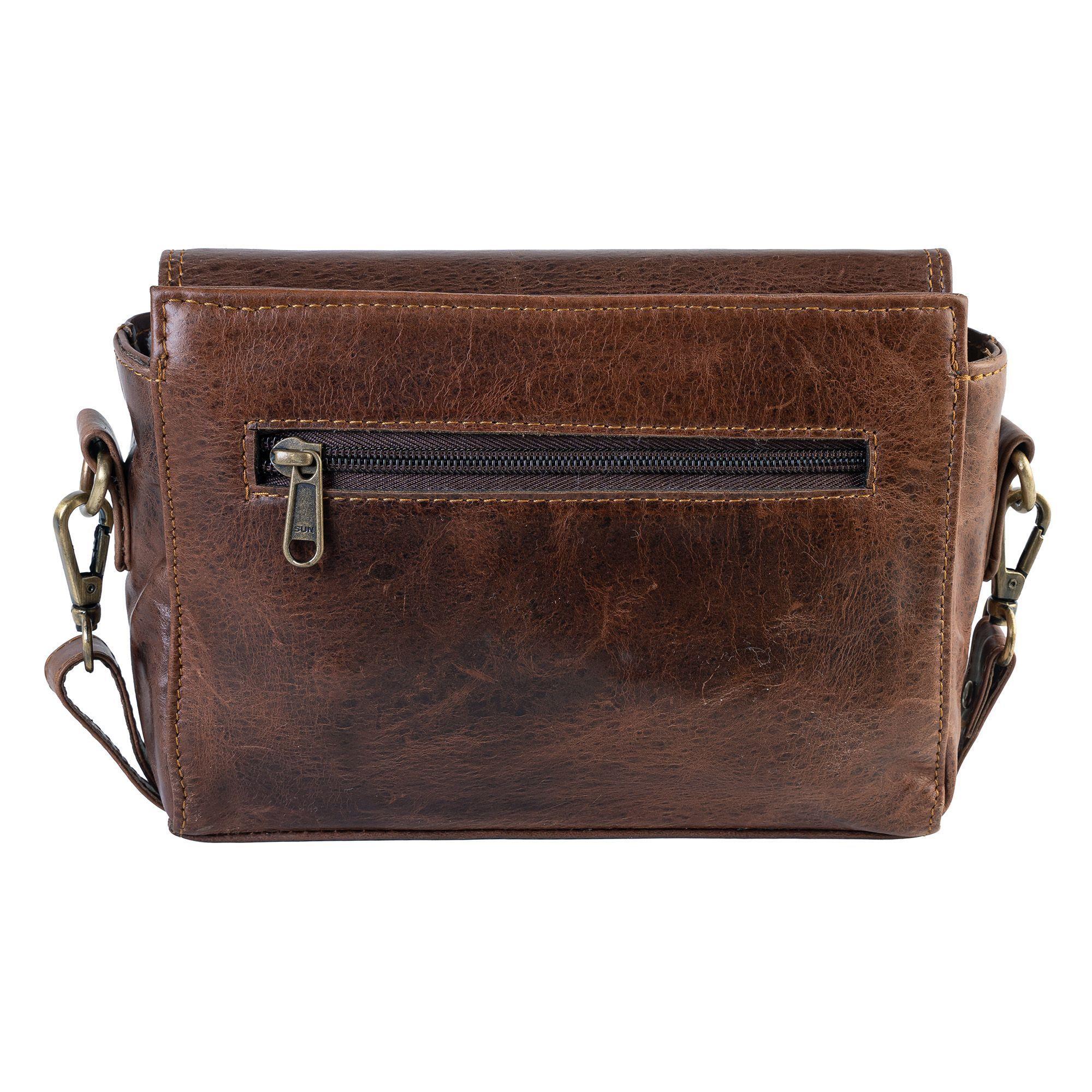 Bolso Bandolera De Cuero Natural Café Vintage Heritage Franz Mossi-1