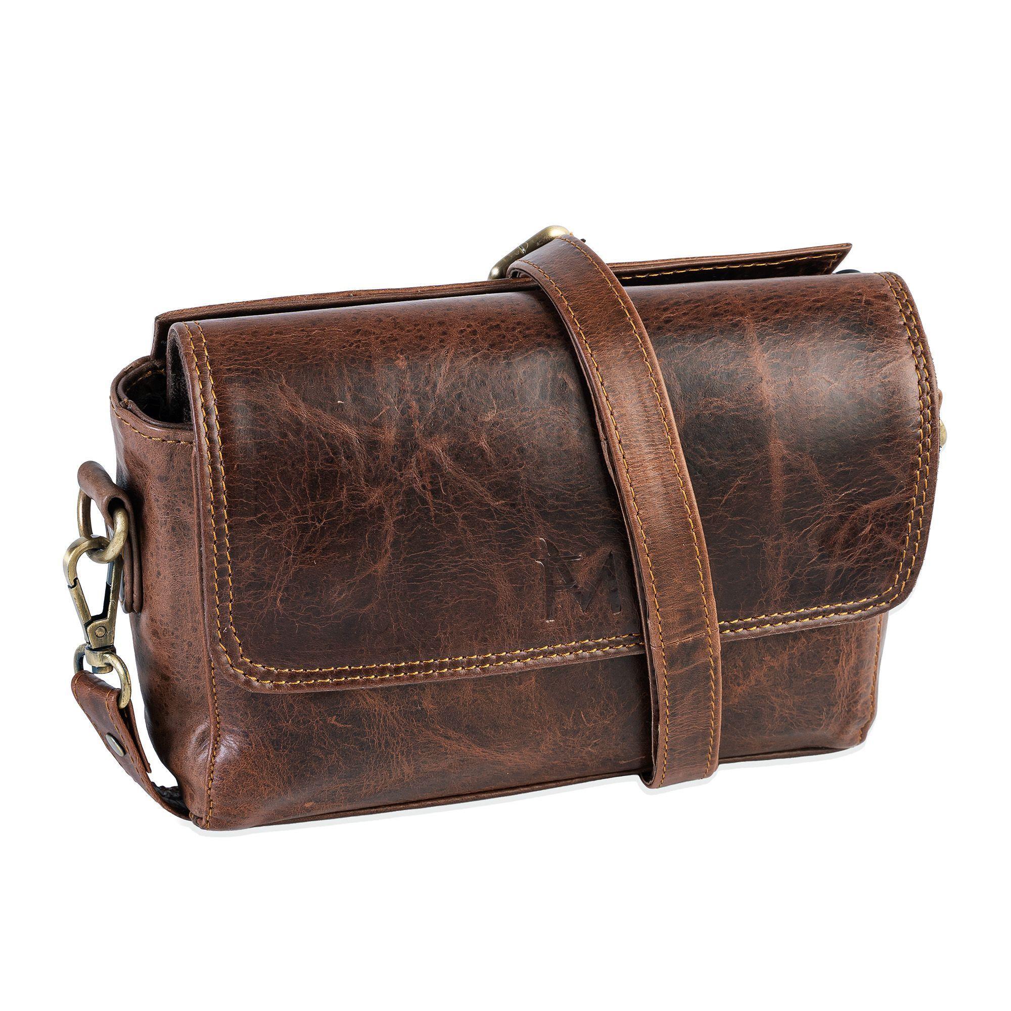 Bolso Bandolera De Cuero Natural Café Vintage Heritage Franz Mossi-2