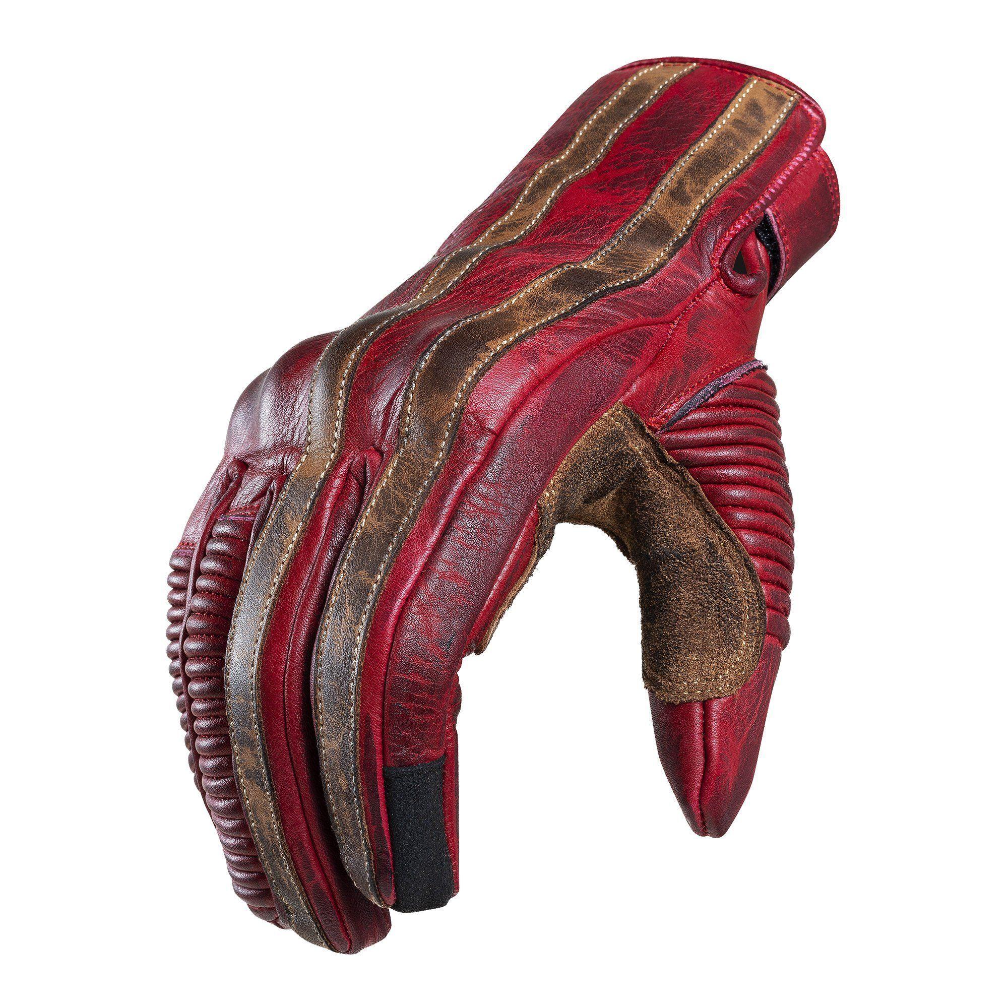 Guantes Cuero Natural Moto, Vintage con Efecto Desgaste, Negro. Horma Normal, no Chica. RESPEKT-2