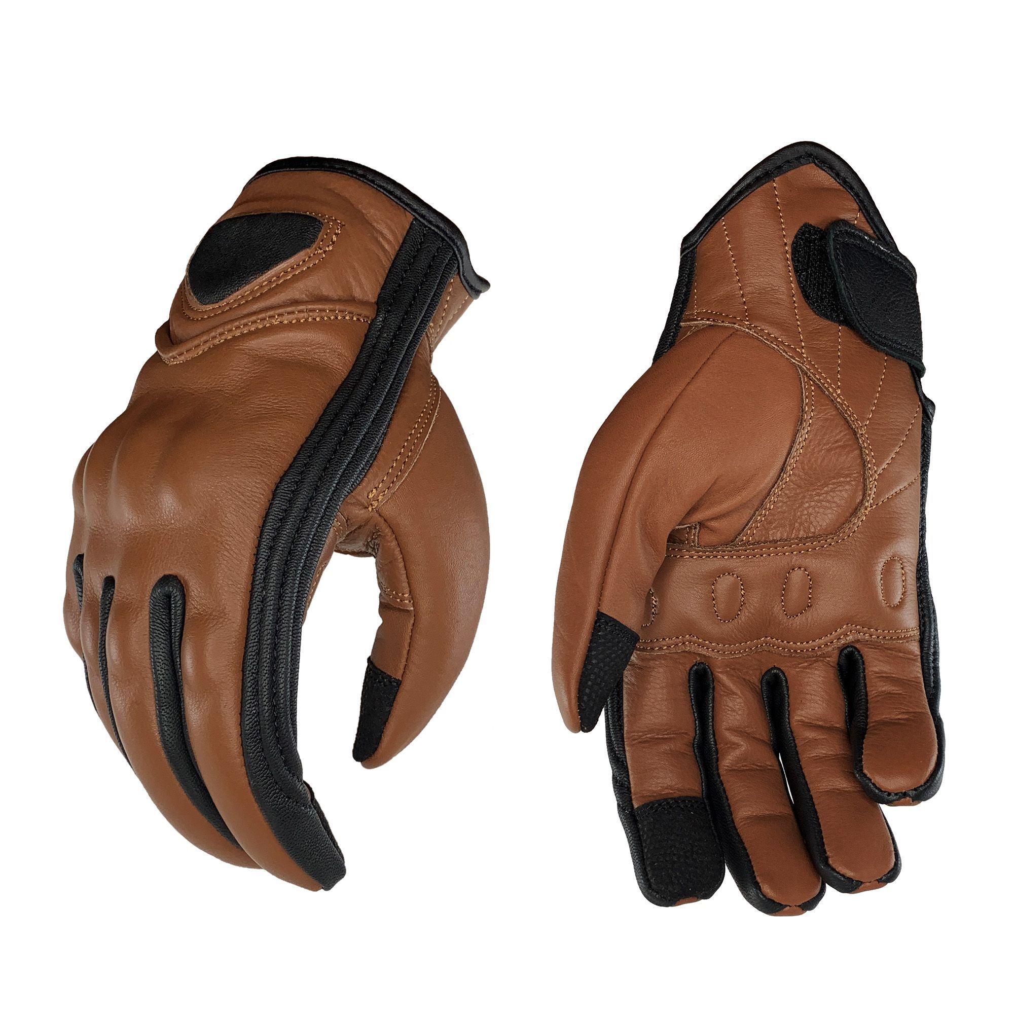 Guante Moto De Cuero Café -  Negro BRAUN-R-0