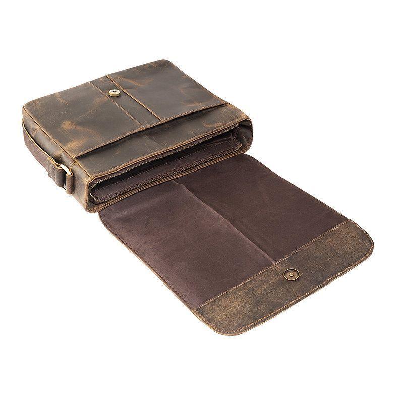 Bolso de cuero grueso natural rustico Vintage Marrón Franz Mossi-3