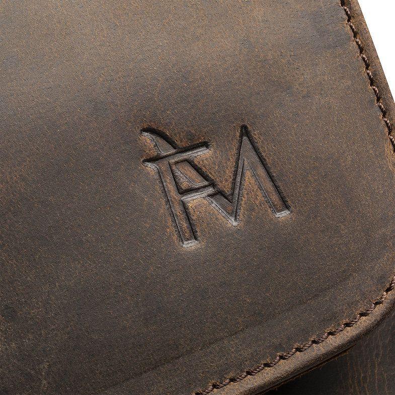 Bolso de cuero grueso natural rustico Vintage Marrón Franz Mossi-6