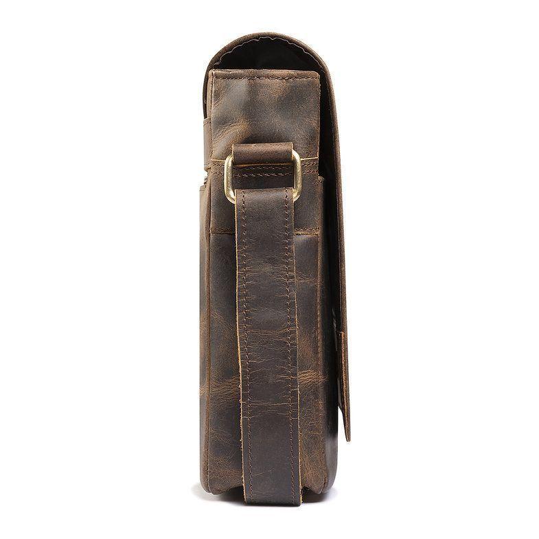 Bolso de cuero grueso natural rustico Vintage Marrón Franz Mossi-4