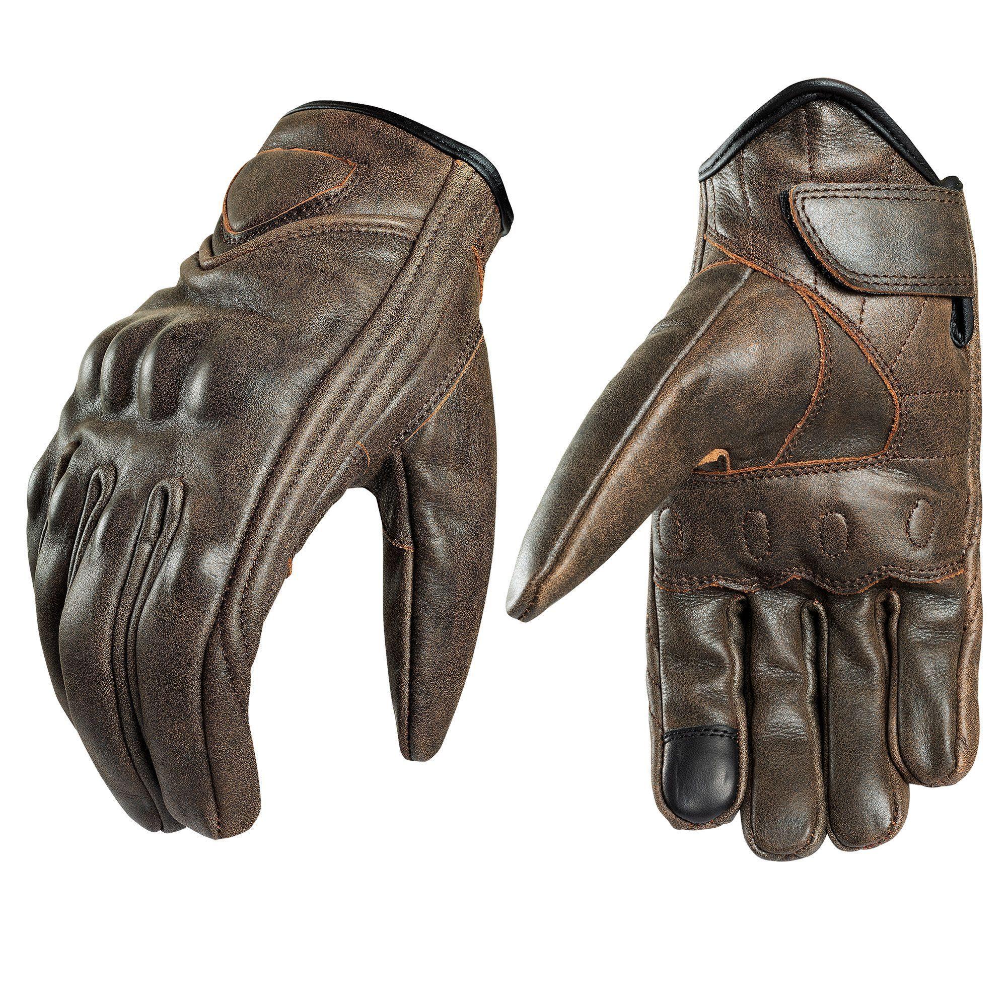 Guante Moto De Cuero Café Vintage VTG - 3-0