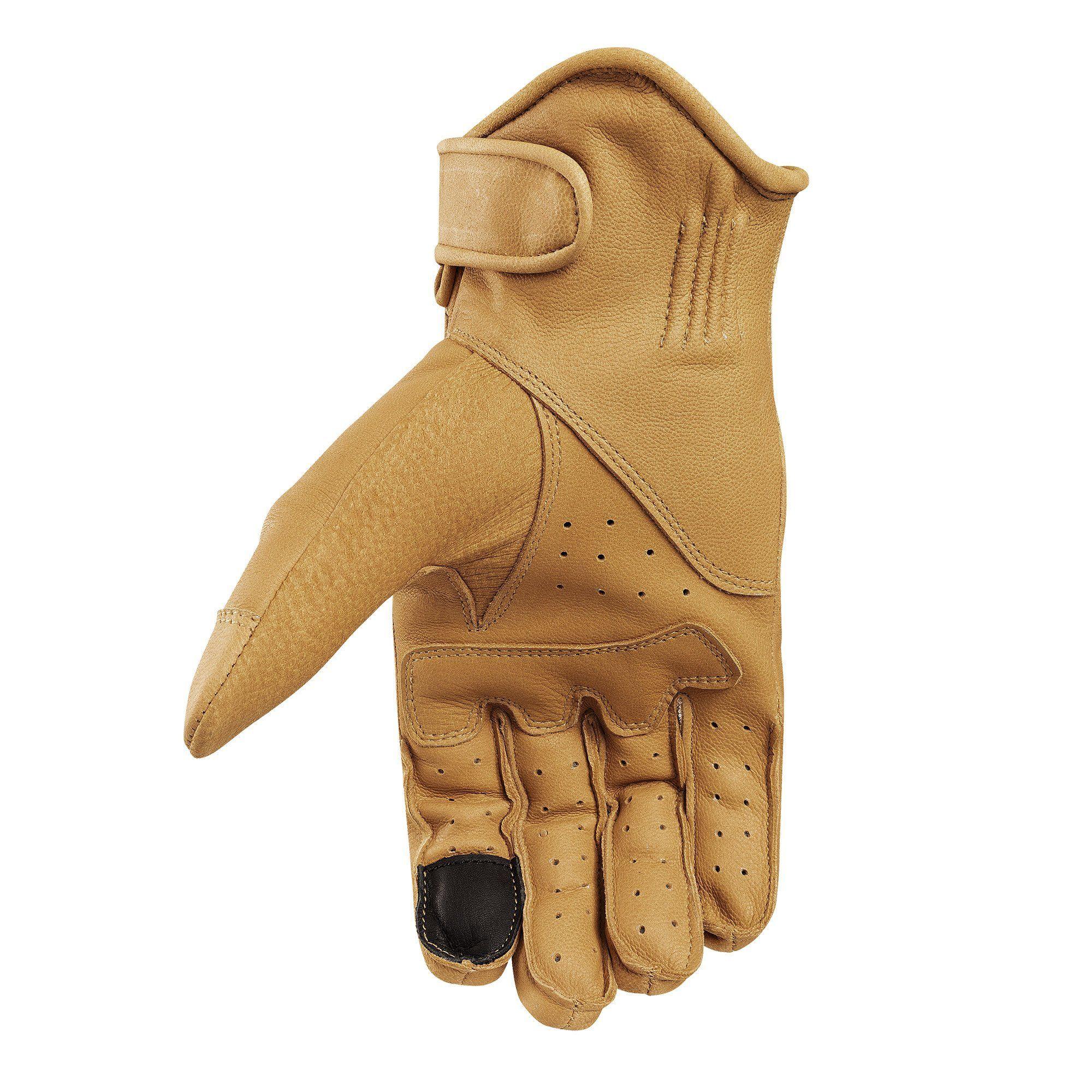 Guante Cuero Natural Moto, Corto, Café Claro, Vintage. Horma Normal, no Chica. RESPEKT-2
