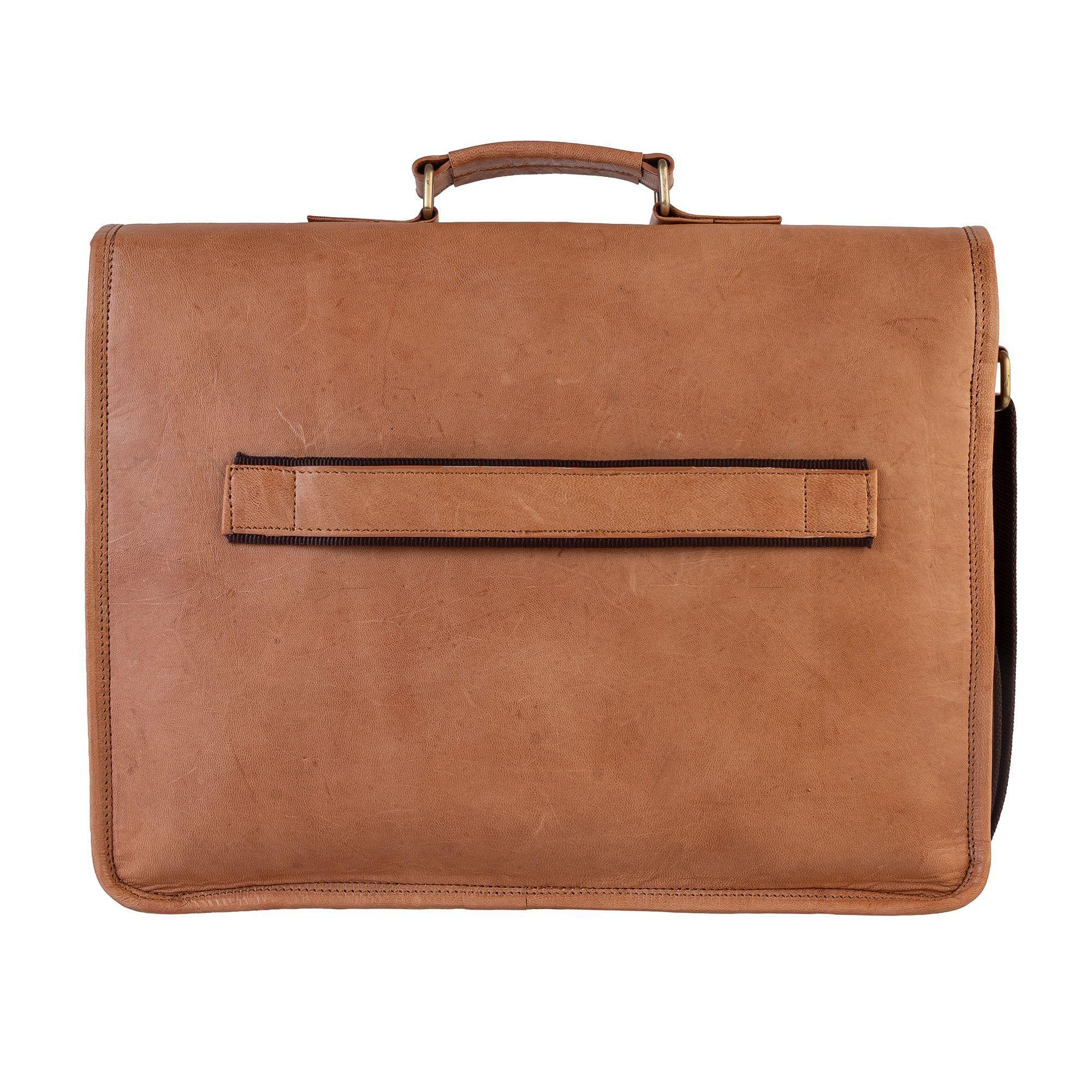 Maletín De Cuero Natural. Vintage. Notebook Espacioso-2