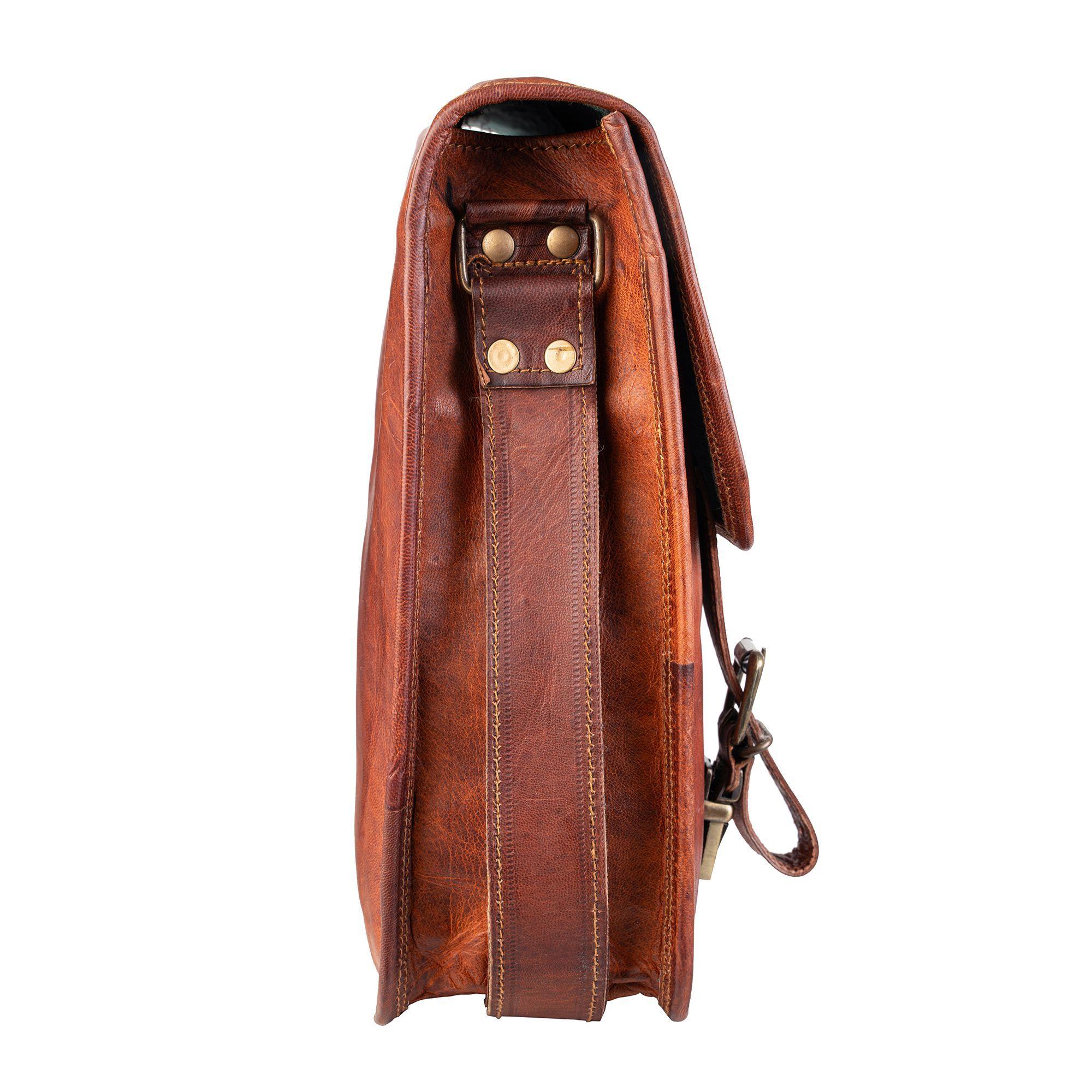 Maletín De Cuero Natural. Vintage Unisex Notebook 15,6-1