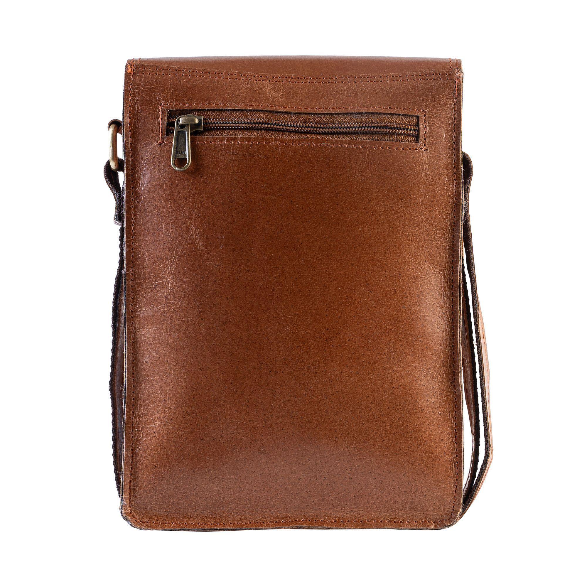 Bolso Bandolera de cuero natural color marrón Franz Mossi-2