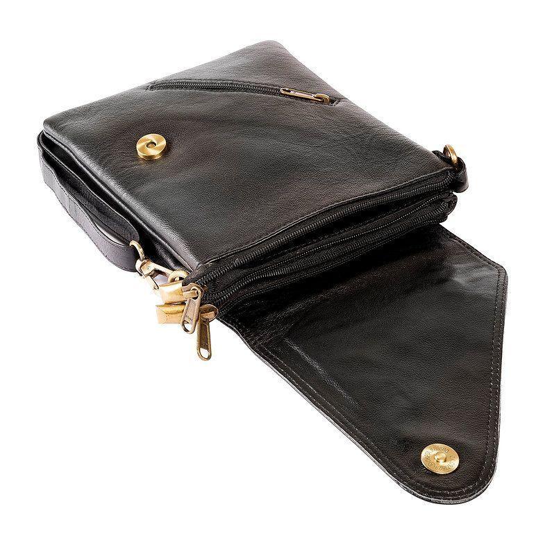 Bolso de Cuero Genuino Bandolera Negro Moderno Franz Mossi-2