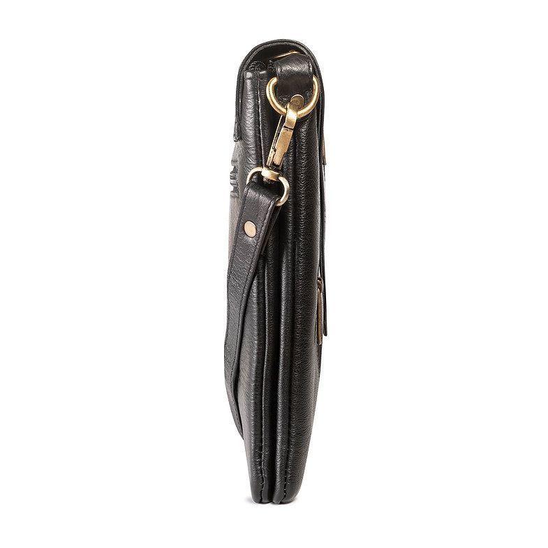 Bolso de Cuero Genuino Bandolera Negro Moderno Franz Mossi-3