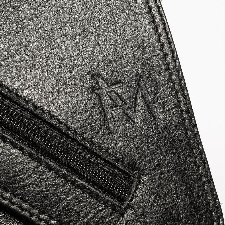 Bolso de Cuero Genuino Bandolera Negro Moderno Franz Mossi-4