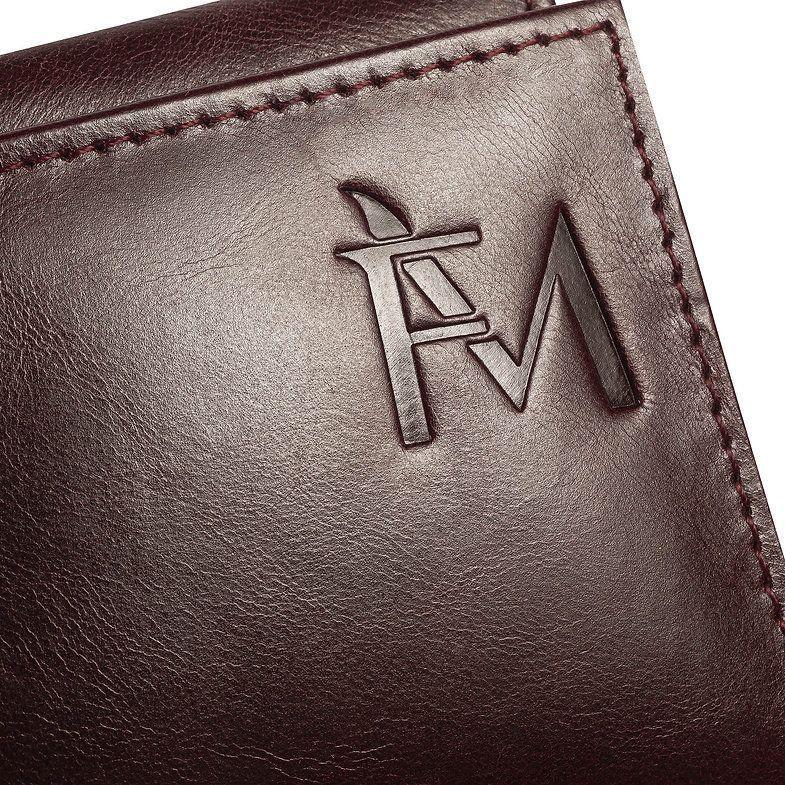 Billetera, porta documentos, cartera de mano de cuero. Color Rojo Vino.-3