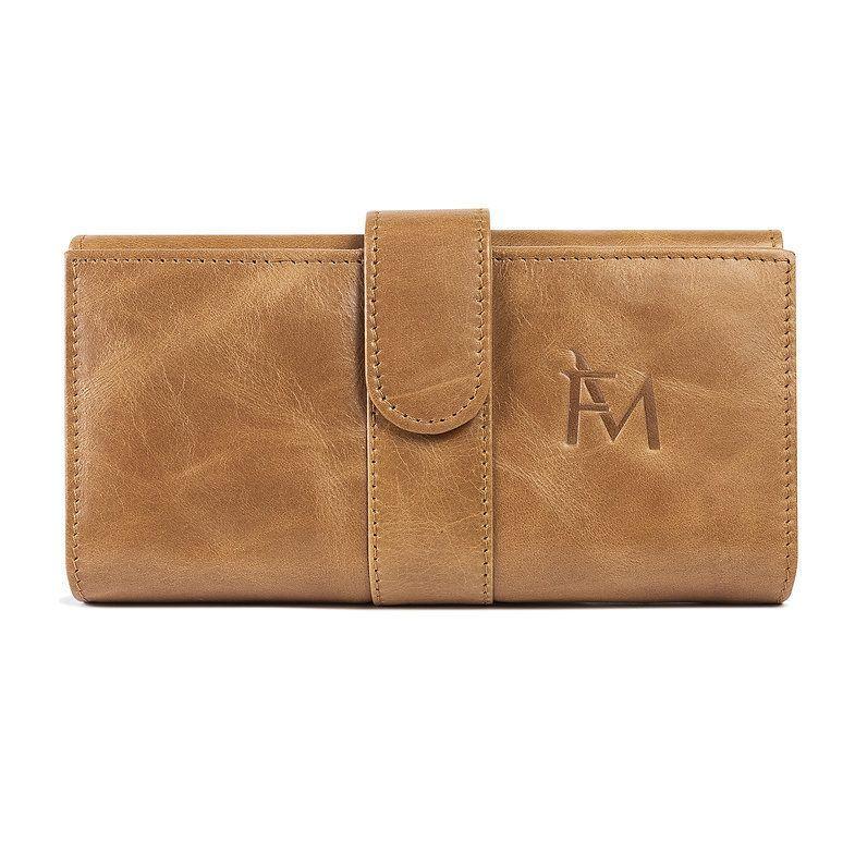 Billetera, porta documento, cartera de mano de cuero, Café claro.-2