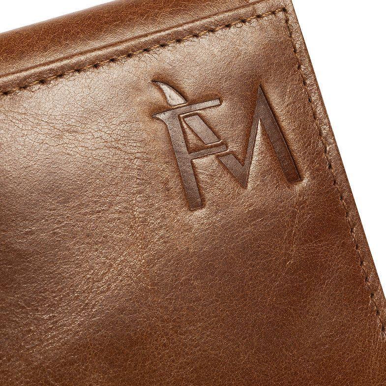 Billetera, cartera de mano, porta documentos de cuero genuino. Café .-3