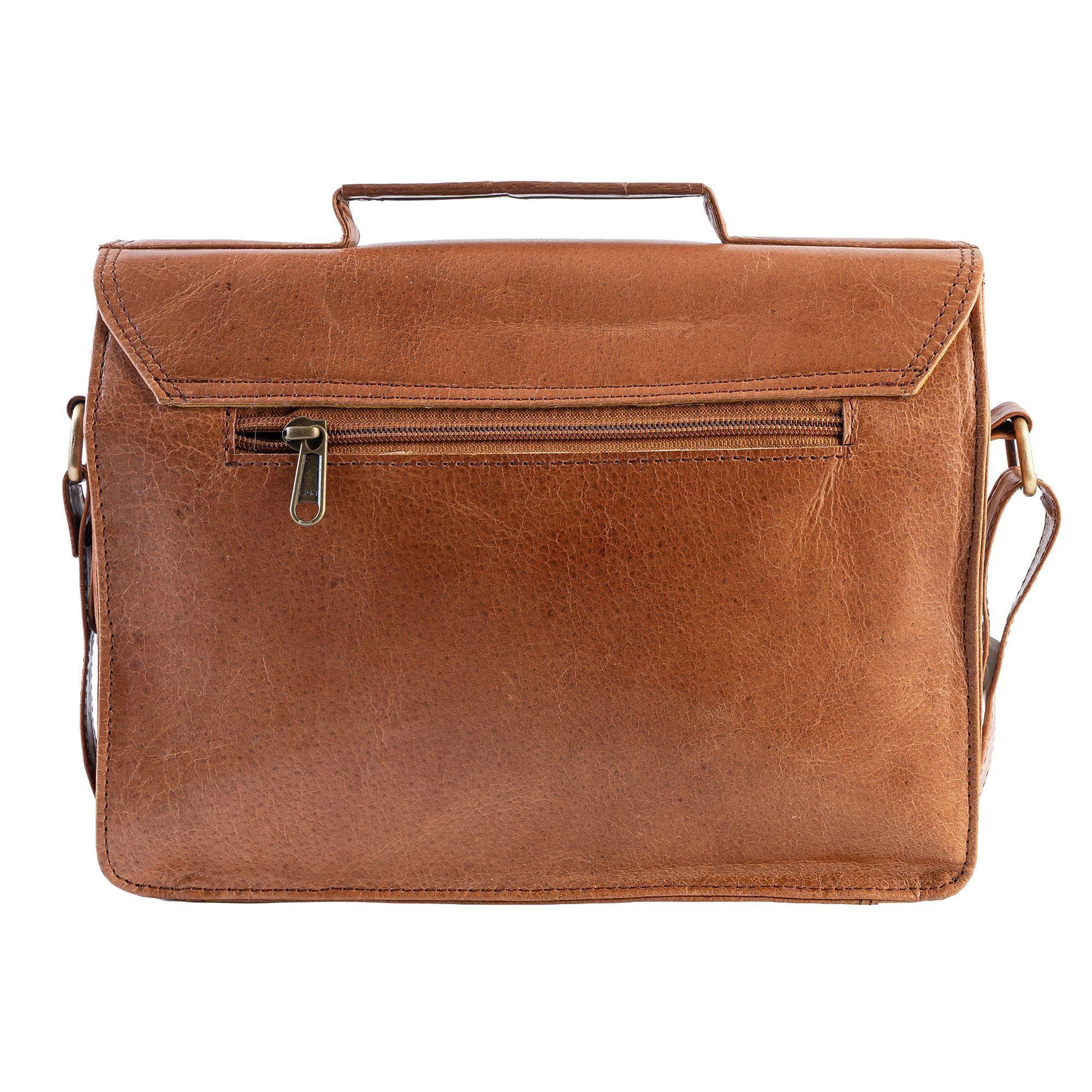 Bolso Bandolera de cuero natural color marrón elegante Franz Mossi-1