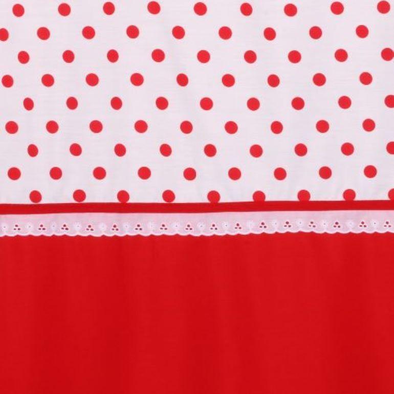 Cortina y Set de baño 7 piezas 180 x 180 cms circulos rojos-3