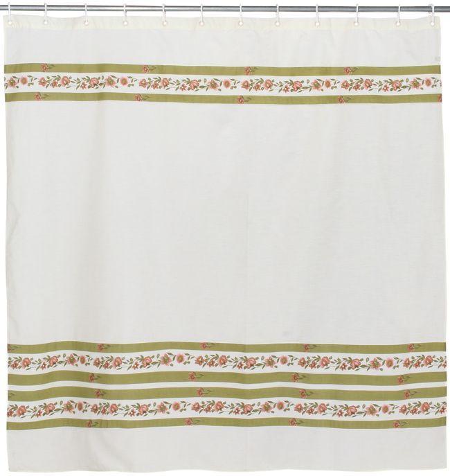 Cortina y set de baño 7 piezas 180x180 cms Crudo Flores-2
