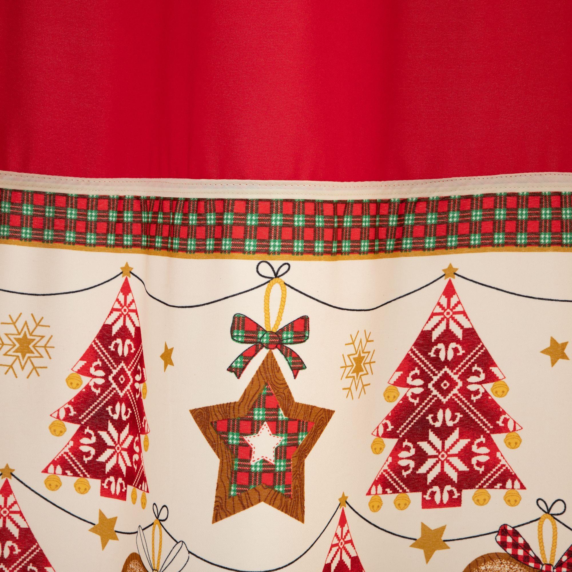 CORTINA BAÑO NAVIDAD 4 PIEZAS CRUDO ROJO-3