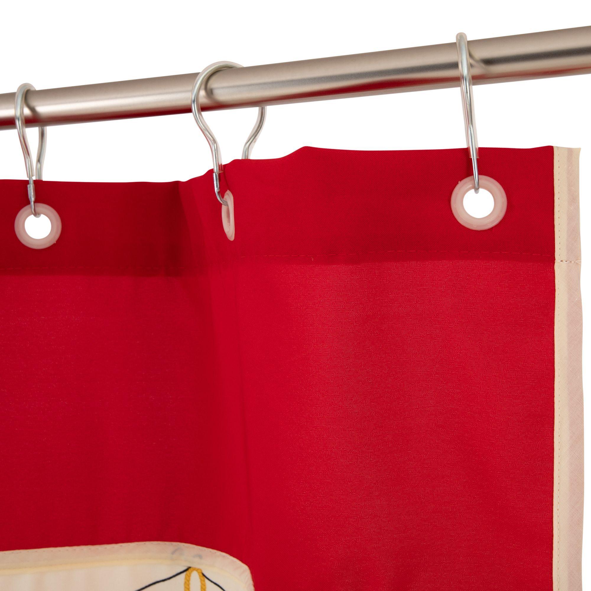 CORTINA BAÑO NAVIDAD 4 PIEZAS CRUDO ROJO-4